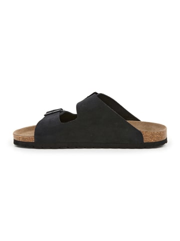 billowy Leder-Pantoletten in Schwarz