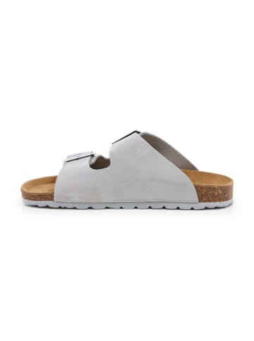 billowy Leder-Pantoletten in Grau