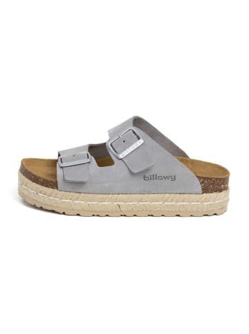 billowy Leder-Pantoletten in Grau