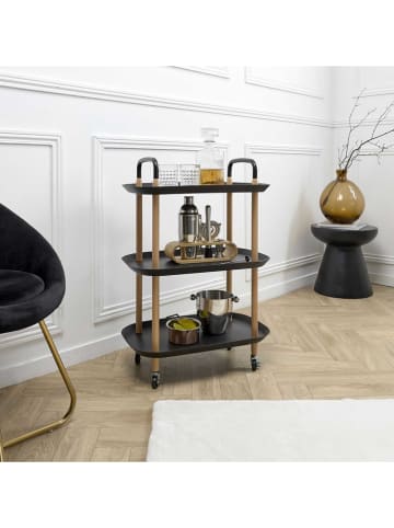THE HOME DECO FACTORY Keukenwagen "Kaleo" zwart/lichtbruin - (B)56 x (H)81 x (D)35,5 cm