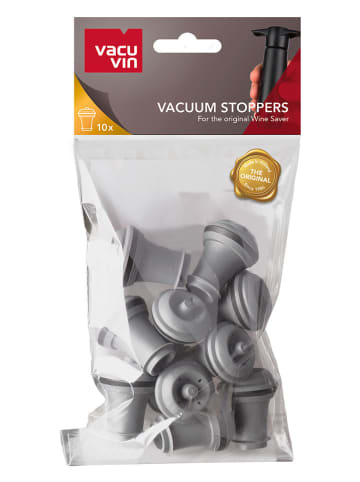 Vacu Vin 10-delige set: wijnstoppers grijs