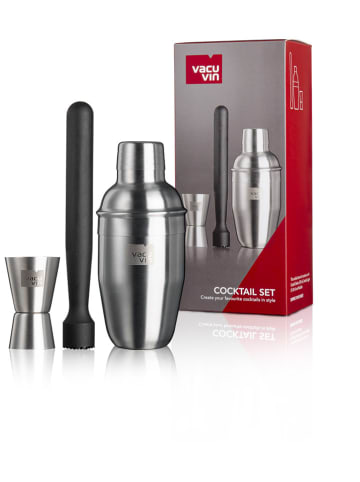 Vacu Vin 3tlg. Cocktail-Set in Silber/ Schwarz