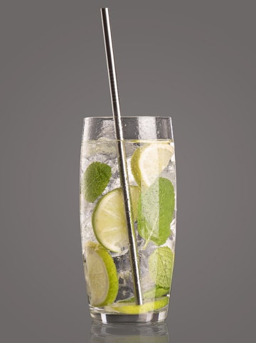 Vacu Vin 3-delige set: rietjes zilverkleurig - (L)25 cm