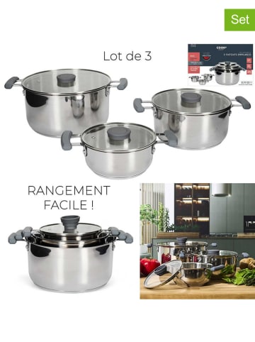COOK CONCEPT 3er-Set: Kochtöpfe in Silber