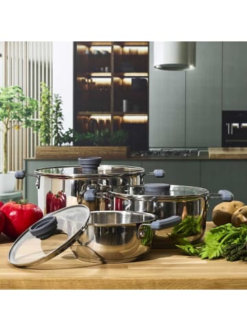COOK CONCEPT 3er-Set: Kochtöpfe in Silber