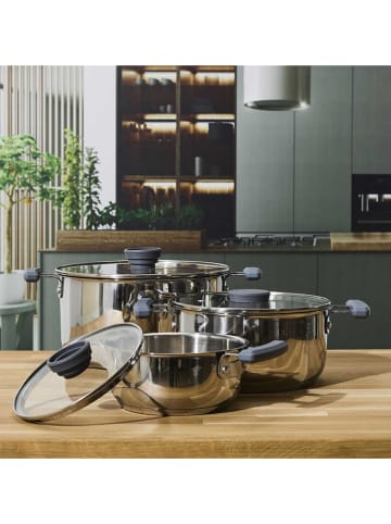 COOK CONCEPT 3er-Set: Kochtöpfe in Silber
