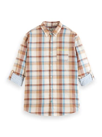 Scotch & Soda Hemd in Hellbraun/ Hellblau/ Creme