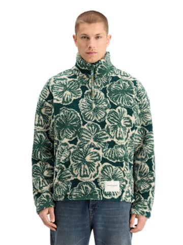 Scotch & Soda Fleecepullover in Grün/ Weiß