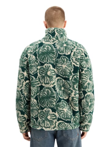 Scotch & Soda Fleecepullover in Grün/ Weiß