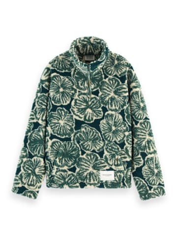 Scotch & Soda Fleecepullover in Grün/ Weiß