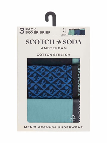 Scotch & Soda Bokserki (3 pary) w kolorze turkusowo-niebiesko-czarnym