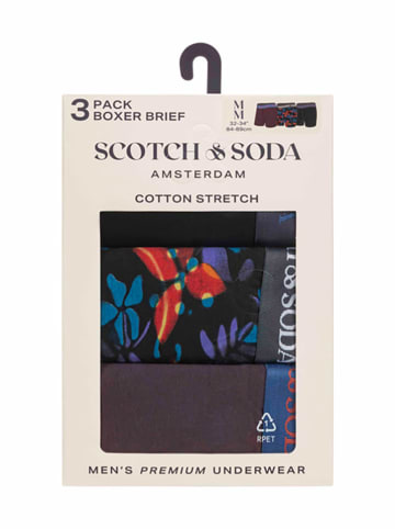 Scotch & Soda Bokserki (3 pary) w kolorze bordowo-czarnym