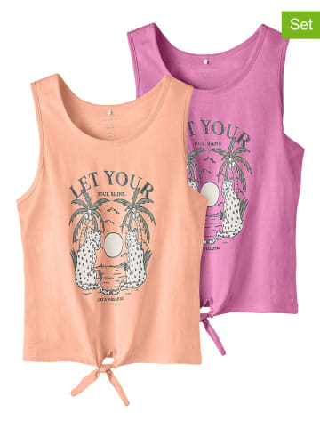 name it 2-delige set: tops oranje/roze