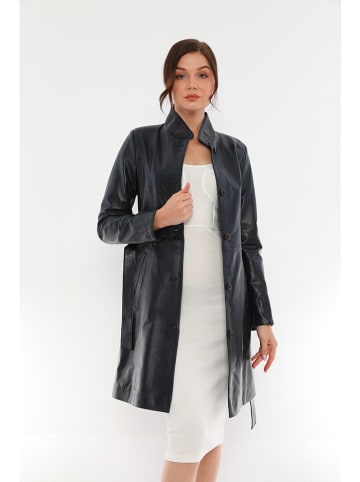 Basics & More Ledermantel in Dunkelblau