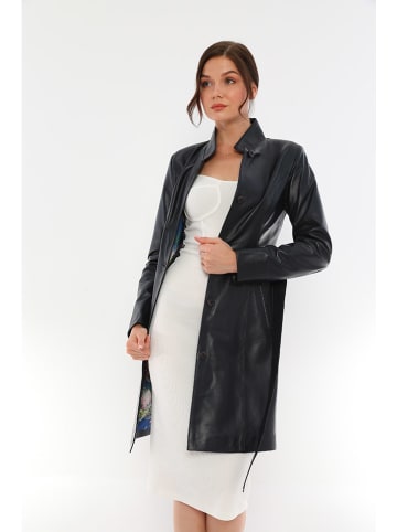 Basics & More Ledermantel in Dunkelblau