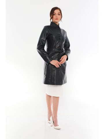 Basics & More Ledermantel in Dunkelblau