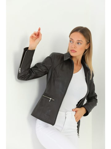 Basics & More Skórzana kurtka w kolorze czarnym