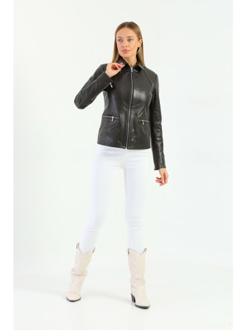 Basics & More Leren jas zwart