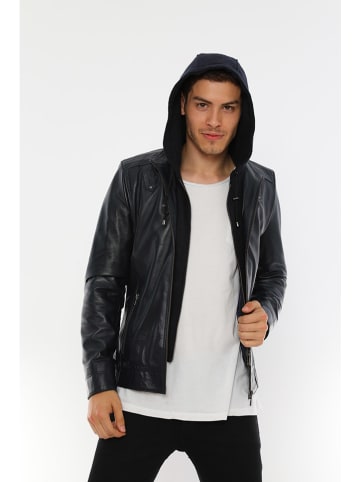 Basics & More Lederjacke in Dunkelblau
