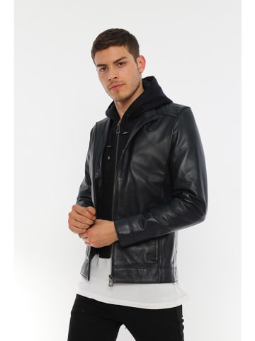 Basics & More Lederjacke in Dunkelblau