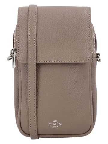 Charm Leder-Handytasche in Taupe - (B)12 x (H)22 x (T)6 cm