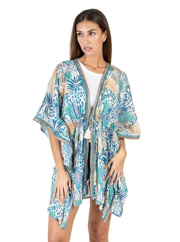 Isla Bonita by SIGRIS Kaftan in Beige/ Blau/ Weiß