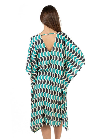 Isla Bonita by SIGRIS Poncho in Türkis/ Creme/ Anthrazit