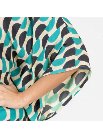 Isla Bonita by SIGRIS Zijden kaftan turquoise/crème/antraciet