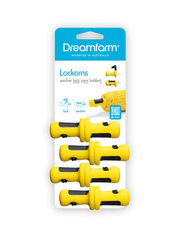 Dreamfarm 4er-Set: Maiskolbenhalter ''Lockorns'' in Gelb - (L)3 cm