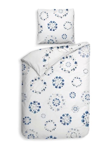Heckett Lane Satijnen beddengoedset "Zoe" blauw/wit