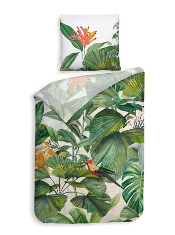 Heckett Lane Satin-Bettwäsche-Set "Elisa" in Weiß/ Grün/ Rosa