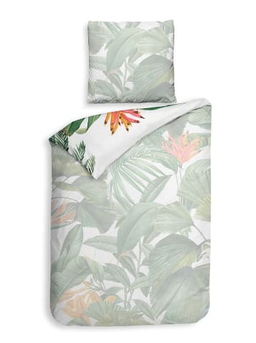 Heckett Lane Satin-Bettwäsche-Set "Elisa" in Weiß/ Grün/ Rosa