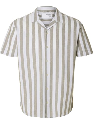 SELECTED HOMME Hemd in Beige/ Weiß