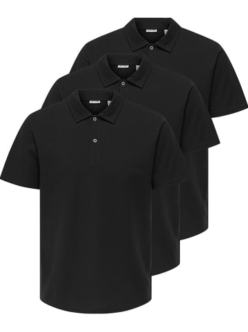 ONLY & SONS 3er-Set: Poloshirts "Gordon" in Schwarz