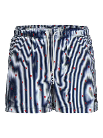 Jack & Jones Badeshorts "Maui" in Dunkelblau/ Weiß