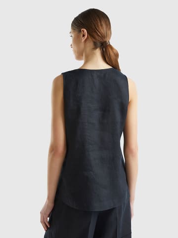 Benetton Leinen-Blusentop in Schwarz
