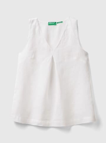 Benetton Leinen-Blusentop in Weiß