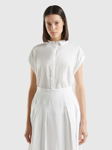 Benetton Leinen-Bluse in Weiß