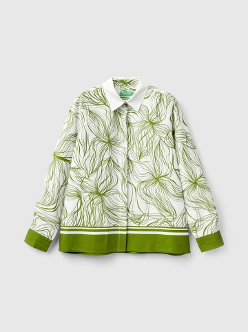 Benetton Blouse groen/wit