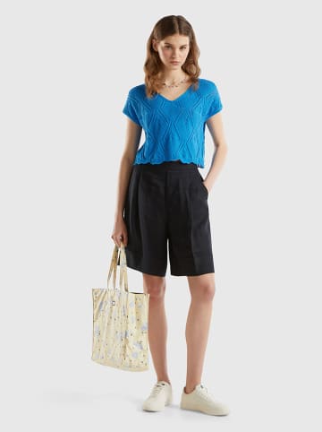 Benetton Leinen-Bermudas in Schwarz