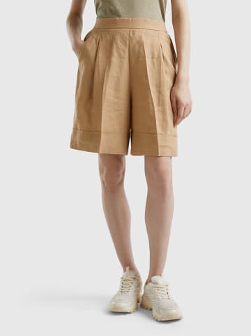 Benetton Leinen-Bermudas in Hellbraun