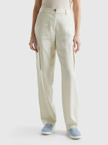 Benetton Leinen-Cargohose in Beige