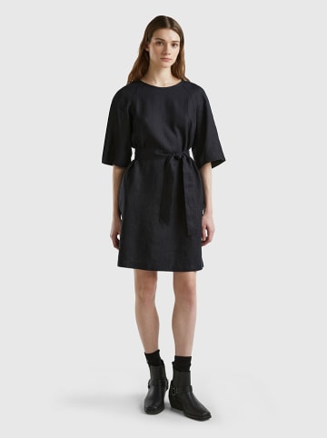 Benetton Leinen-Kleid in Schwarz