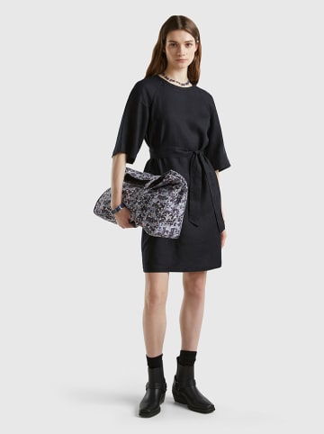 Benetton Leinen-Kleid in Schwarz