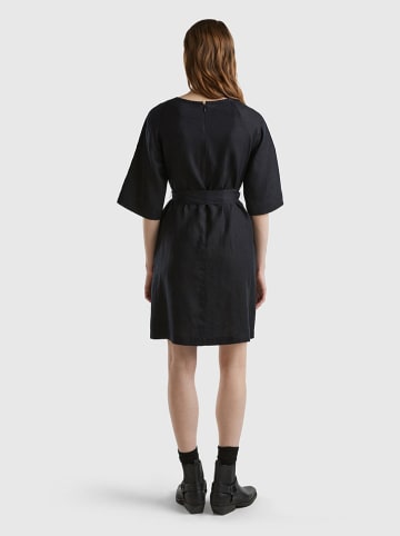 Benetton Leinen-Kleid in Schwarz