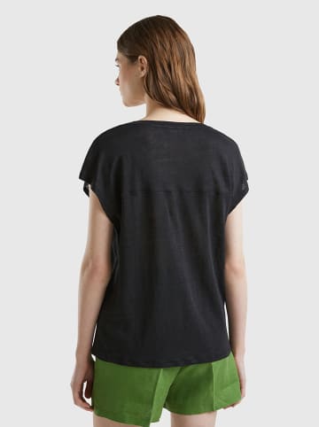 Benetton Leinen-Shirt in Schwarz