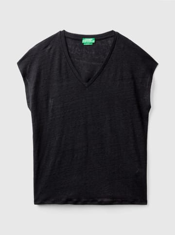 Benetton Leinen-Shirt in Schwarz