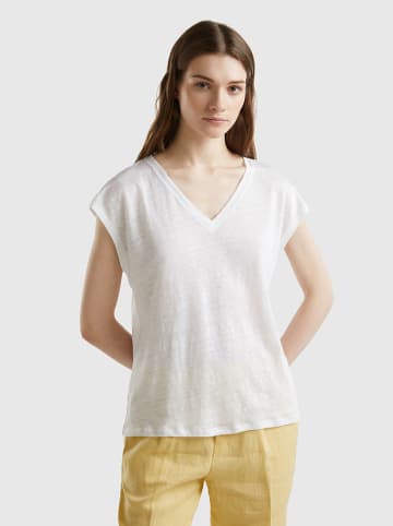 Benetton Leinen-Shirt in Weiß