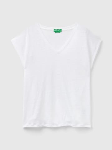 Benetton Lniana koszulka w kolorze białym