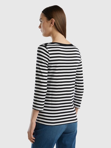 Benetton Longsleeve in Schwarz/ Weiß